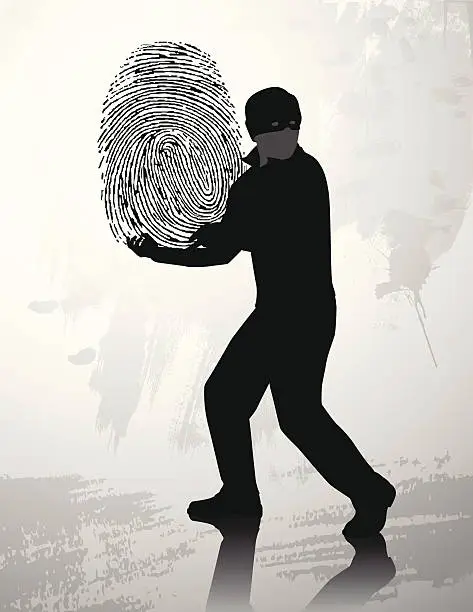 Vector illustration of Fingerprint thief silhouette