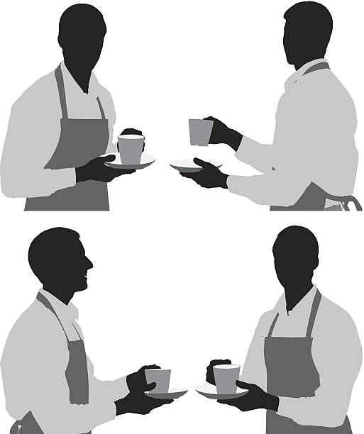 Multiple silhouettes of a barista Multiple silhouettes of a baristahttp://www.twodozendesign.info/i/1.png barista stock illustrations