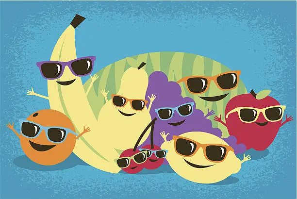 Vector illustration of cool fruit dudes