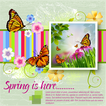 Beautiful Spring background,all elements are in separate layers and grouped. this is EPS 10 file, used effects, Gaussian blur,feather and transparencies. Please visit my portfolio for more options.