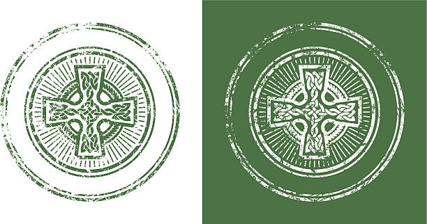 крест печать - celtic cross illustrations stock illustrations