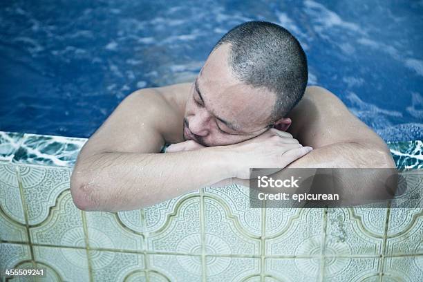 Japanese Man Relaxing In Traditional Onsen Bath Stock Photo - Download Image Now - Sauna, Men, Only Men