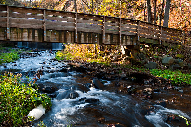 Foot Bridge over a Creek stock photo