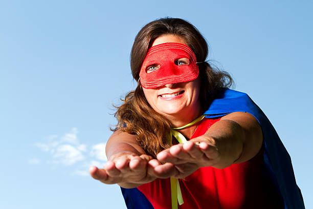 Super mom with her cape and mask flies to the rescue.