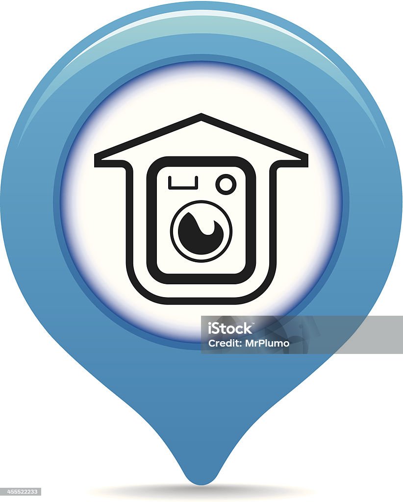 Laundromat mapa pointer - Vetor de Afazeres Domésticos royalty-free