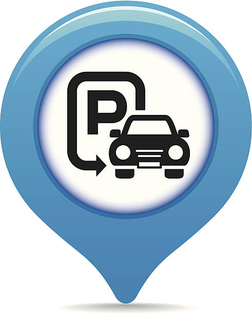 ilustrações, clipart, desenhos animados e ícones de estacionamento mapa pointer - parking sign letter p road sign sign