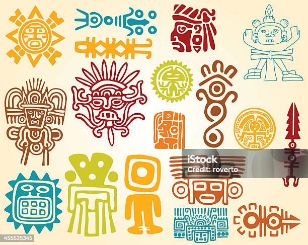 Vetores de Maya Set Símbolos e mais imagens de Asteca - Asteca, Maya, Símbolo