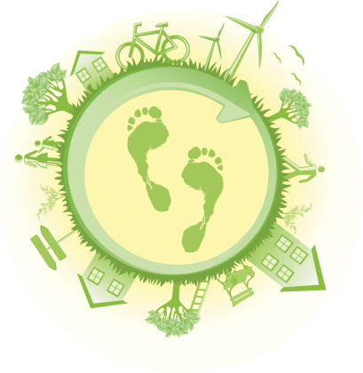 A cyclic green environment surrounding a pair of footprints.