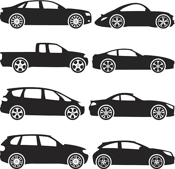 Vector illustration of Black Silhouettes - Cars