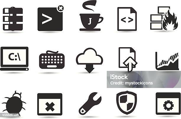 Codice Di Programmazione E Simboli - Immagini vettoriali stock e altre immagini di Attrezzatura - Attrezzatura, Attrezzatura informatica, Bianco e nero