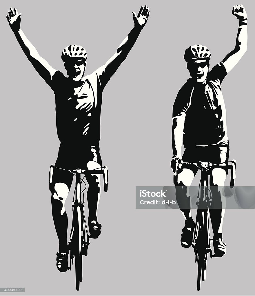 Droga Rower rowerzystów wygrywając Wyścig - Grafika wektorowa royalty-free (Jeździć na rowerze)