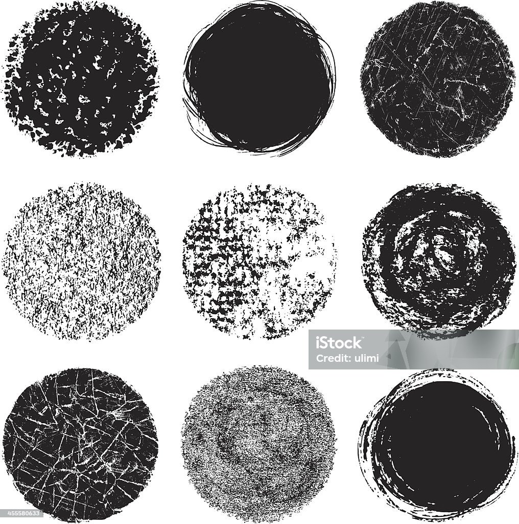 Vector illustration of round design elements Design elements. Set of nine textured circles, different materials Circle stock vector