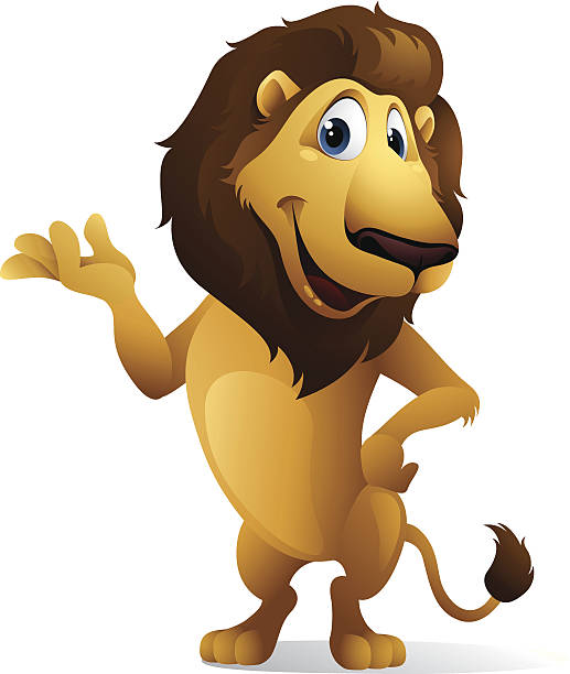 lion - animal cartoon characters cheerful stock-grafiken, -clipart, -cartoons und -symbole