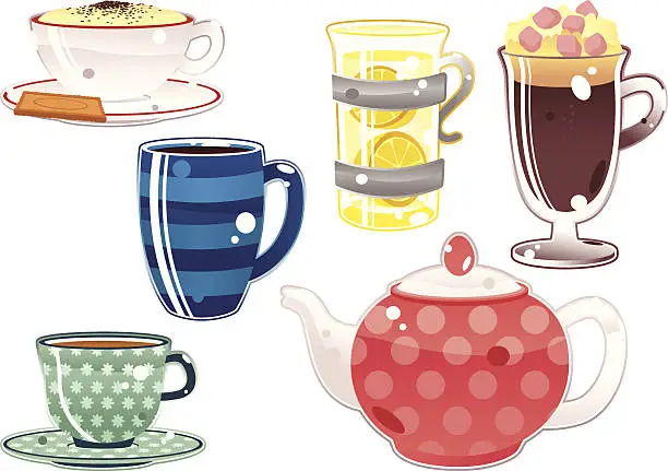 Vector illustration of Various hot beverages