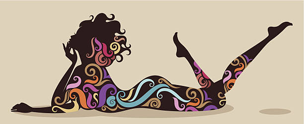 lady with colourful swirls. - 性與生殖 插圖 幅插畫檔、美工圖案、卡通及圖標