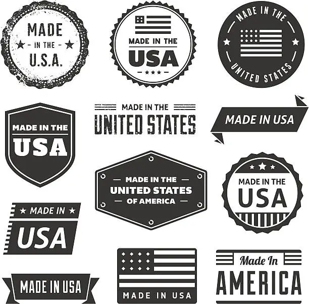 Vector illustration of Made in the USA Labels