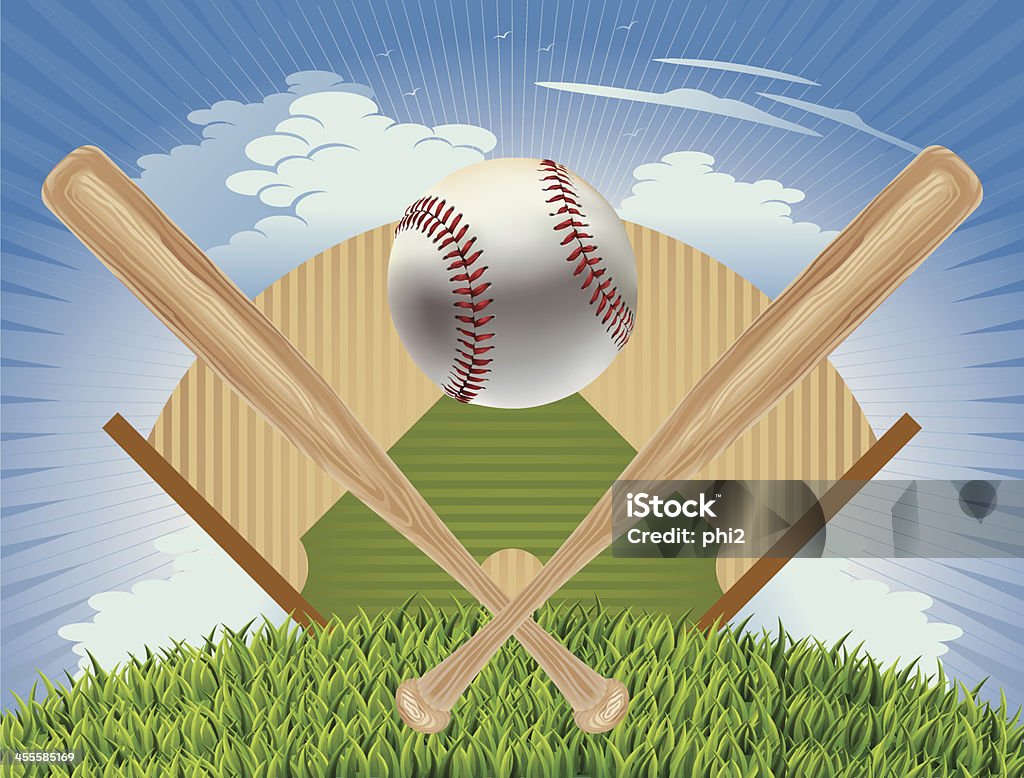 Baseball, Kij baseballowy i pole Plan WEKTOR - Grafika wektorowa royalty-free (Boisko do baseballu)