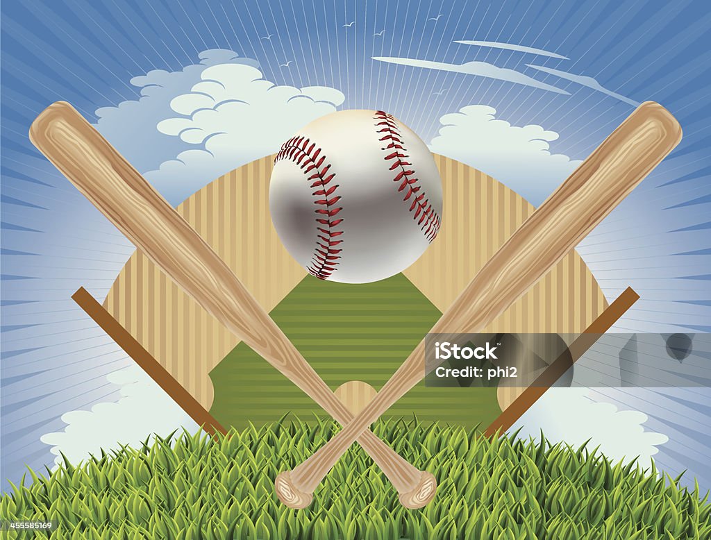 Бейсбол, Бейсбольная бита и поле план ВЕКТОР - Векторная графика Бейсбольное поле роялти-фри