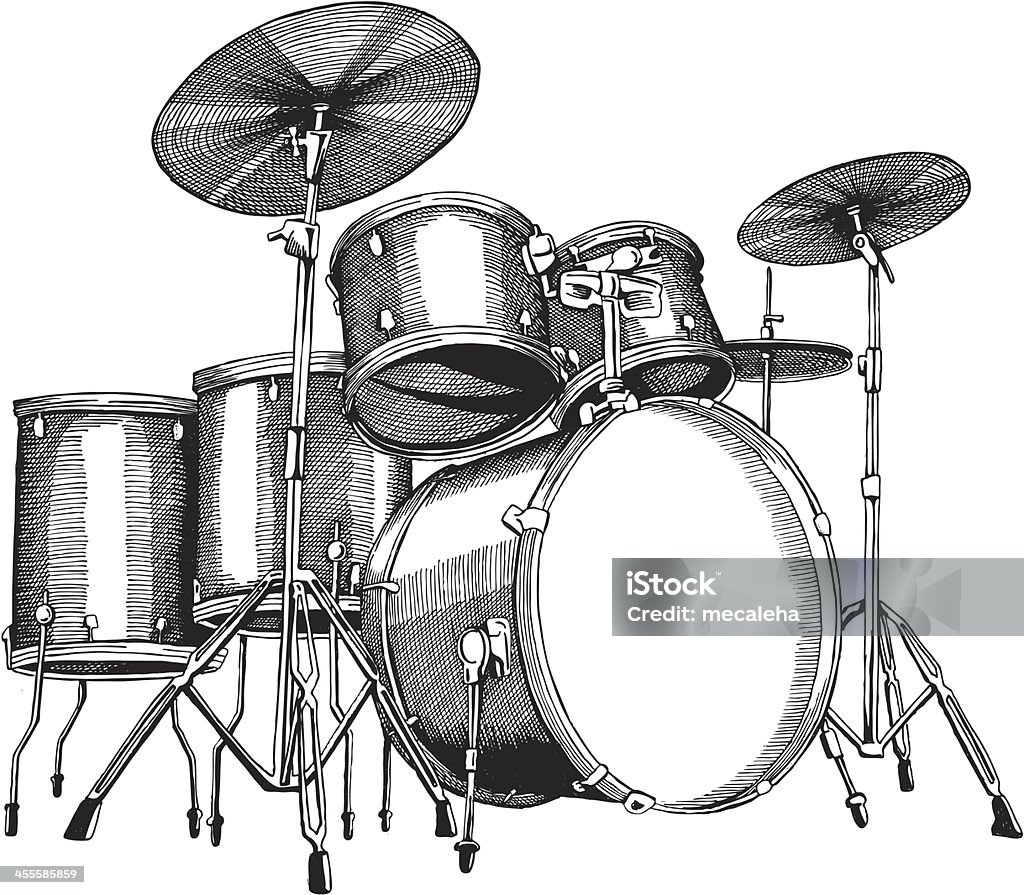 Drum Set Drum Set Ink Drawing - vector illustrations Drum Kit stock vector
