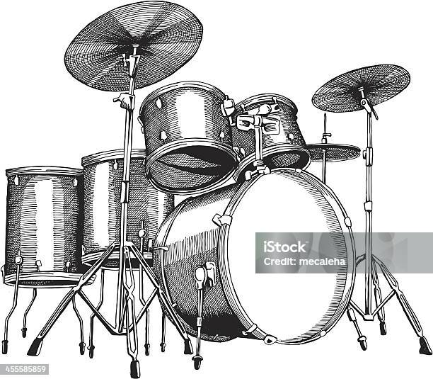 Drum Set Stock Illustration - Download Image Now - Drum Kit, Drum - Percussion Instrument, Drawing - Art Product
