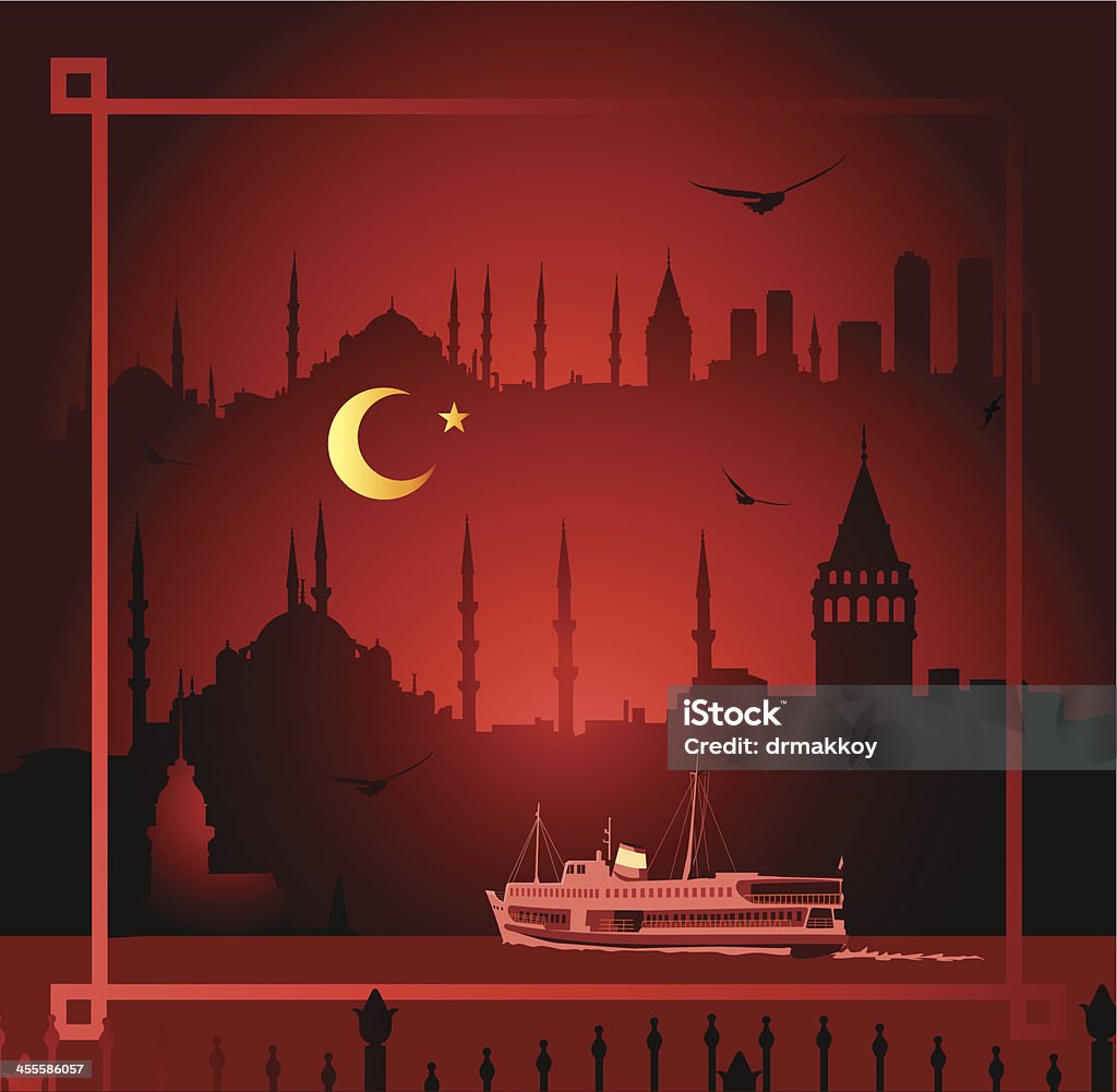 イスタンブールの夜 - アジア文化のロイヤリティフリーベクトルアート