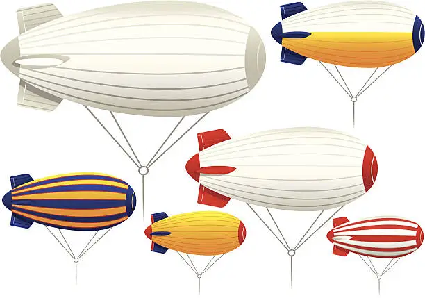 Vector illustration of Tethered blimp airships