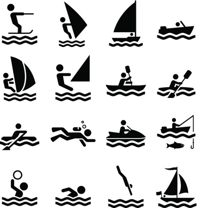 Boating, swimming and other water activities. Professional icons for your print project or Web site. See more in this series.