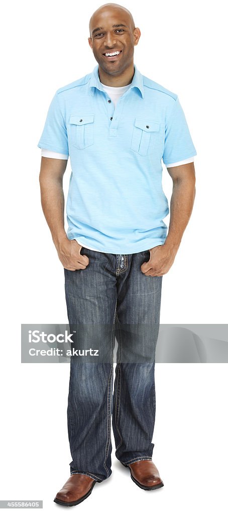 Attractive adult male standing confident full length Attractive young adult male standing confident full length isolated on white.  Casual clothing 25-30 years. Men Stock Photo