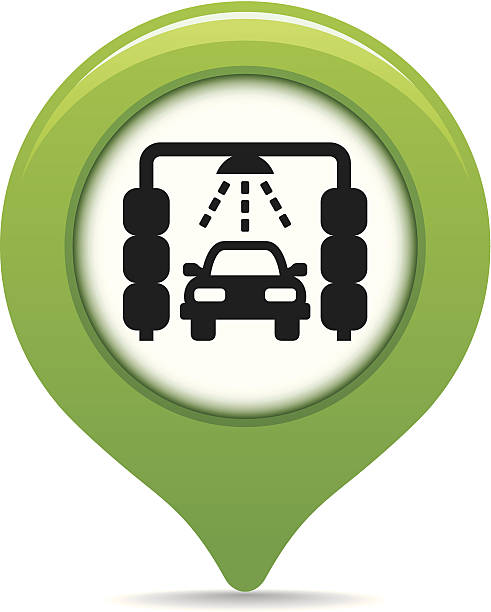 Car wash map pointer Clear and simple 'car wash' map pointer. water falling on white stock illustrations