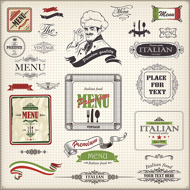 illustrazioni stock, clip art, cartoni animati e icone di tendenza di menu italiano design - italia immagine