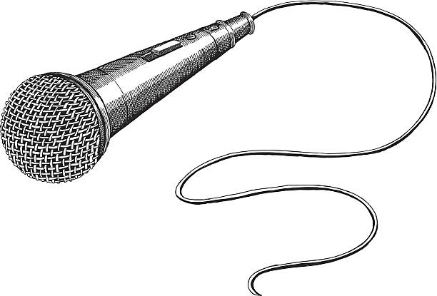 Microphone Microphone Ink Drawing - vector illustrations microphone drawings stock illustrations