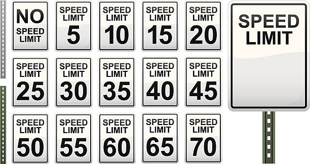 speed limit beschilderung - geschwindigkeitsbegrenzung stock-grafiken, -clipart, -cartoons und -symbole
