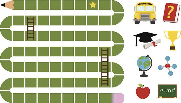 Vector illustration of Educational board game elements