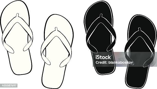 Contour Flip Flops - Arte vetorial de stock e mais imagens de Chinelo de Dedo - Chinelo de Dedo, Contorno, Esboço