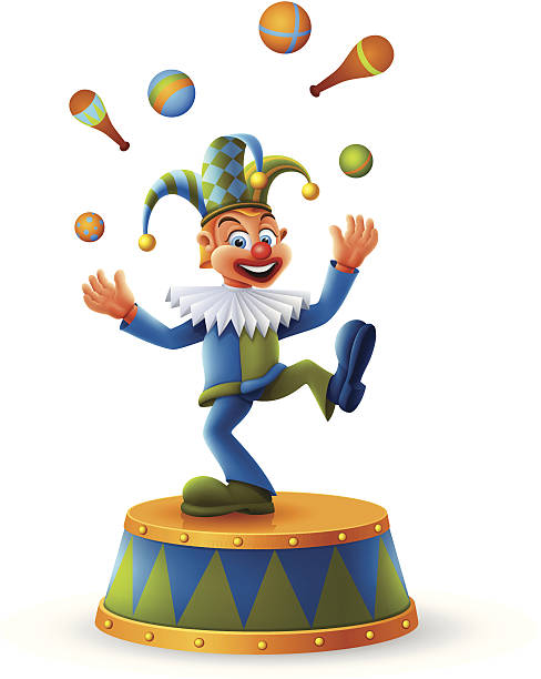 Clown juggling Clown juggling. High Resolution JPG,CS5 AI and Illustrator EPS 8 included. Each element is named,grouped and layered separately. circus clown carnival harlequin stock illustrations