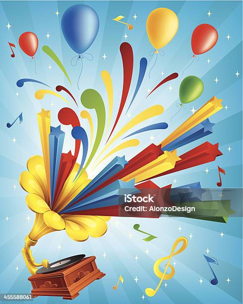 Fête De Gramophone Vecteurs libres de droits et plus d'images vectorielles de Ballon de baudruche - Ballon de baudruche, Bruit, Analogique