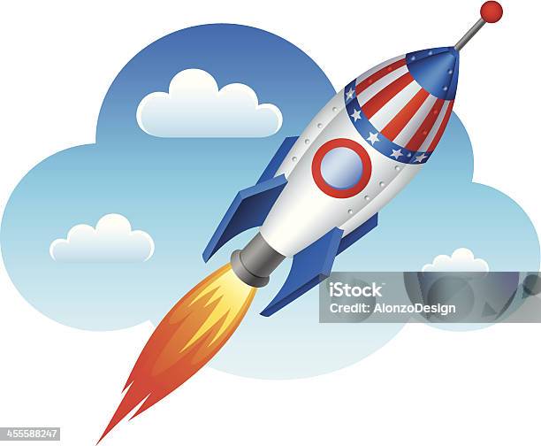 Patriotic Rocket Stock Illustration - Download Image Now - Patriotism, Rocketship, American Flag