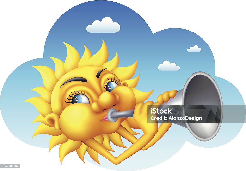 Chant de trompette soleil - clipart vectoriel de Bonheur libre de droits