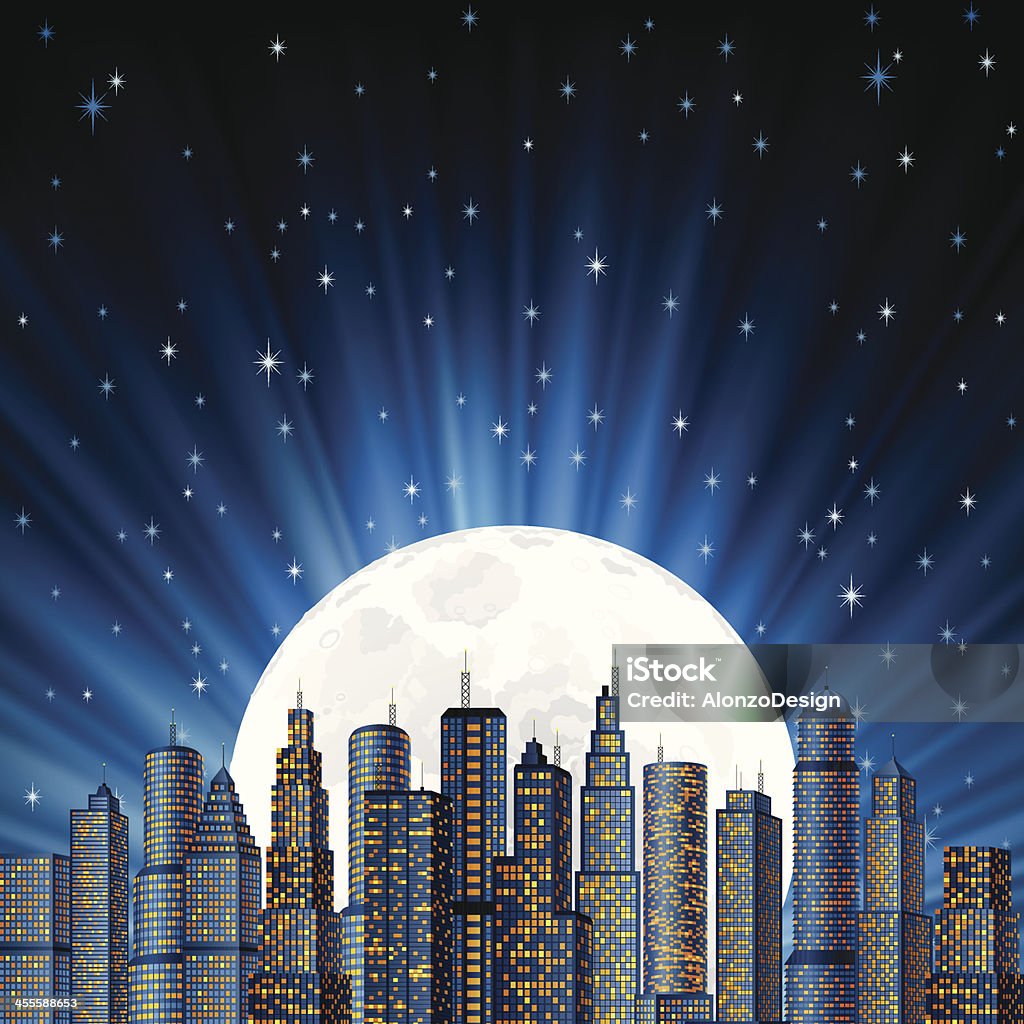 街には、月の光 - イラストレーションのロイヤリティフリーベクトルアート