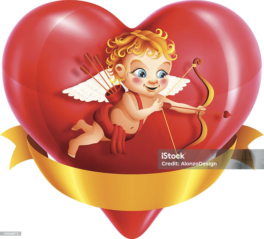 Cupid e Dia dos Namorados coração - Vetor de Cupido royalty-free