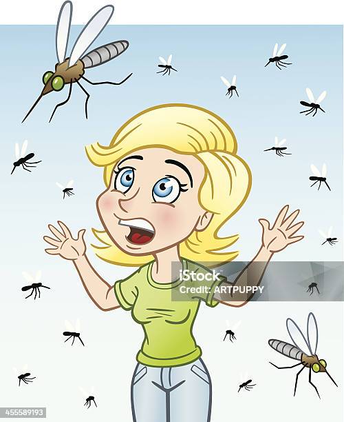 Mulher Com Invasão De Erros - Arte vetorial de stock e mais imagens de Mosquito - Mosquito, Verão, Inseto