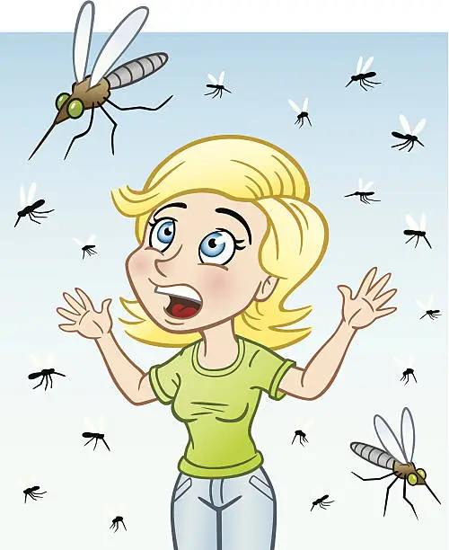 Vector illustration of Woman With Bug Invasion