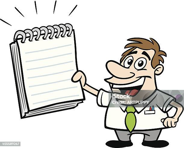 Cartoon Guy With Note Pad Stock Illustration - Download Image Now - Adult, Business, Businessman