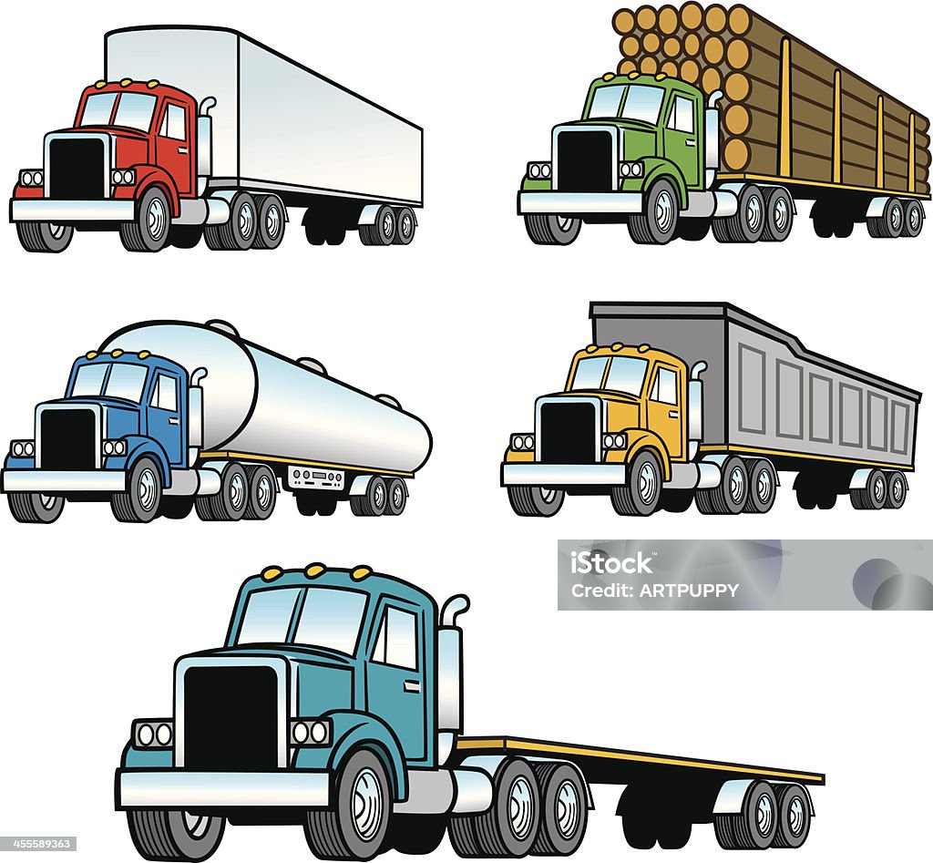 Juego de camiones - arte vectorial de Camión cisterna - Camión articulado libre de derechos