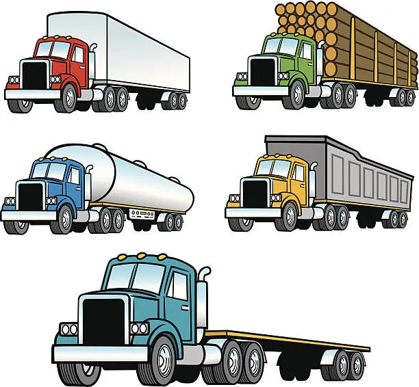 Vector illustration of Set of Trucks