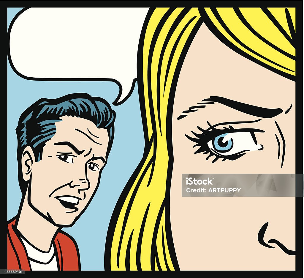 Komiks mężczyzna Rozmowa z kobieta - Grafika wektorowa royalty-free (Dorosły)