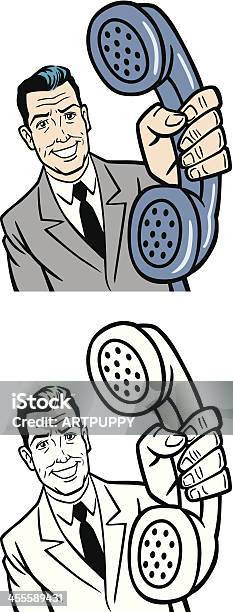 Comic Book Business Man With Phone Stock Illustration - Download Image Now - 1950-1959, Adult, Business