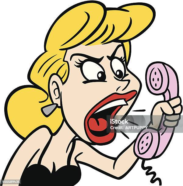 Mulher Irritada No Telefone - Arte vetorial de stock e mais imagens de Descontente - Descontente, Mulheres, Raiva - Emoção negativa