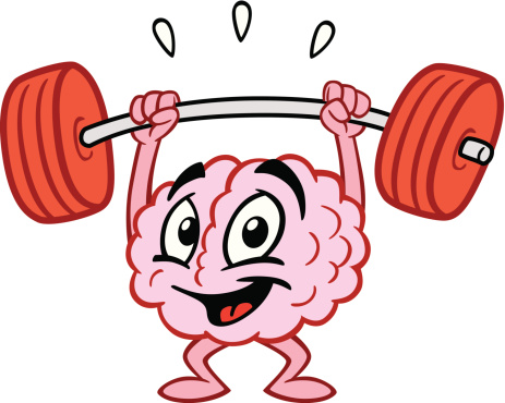 Cartoon Brain Lifting Weights