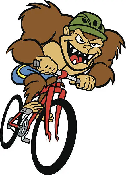 Vector illustration of Monster on Bicycle